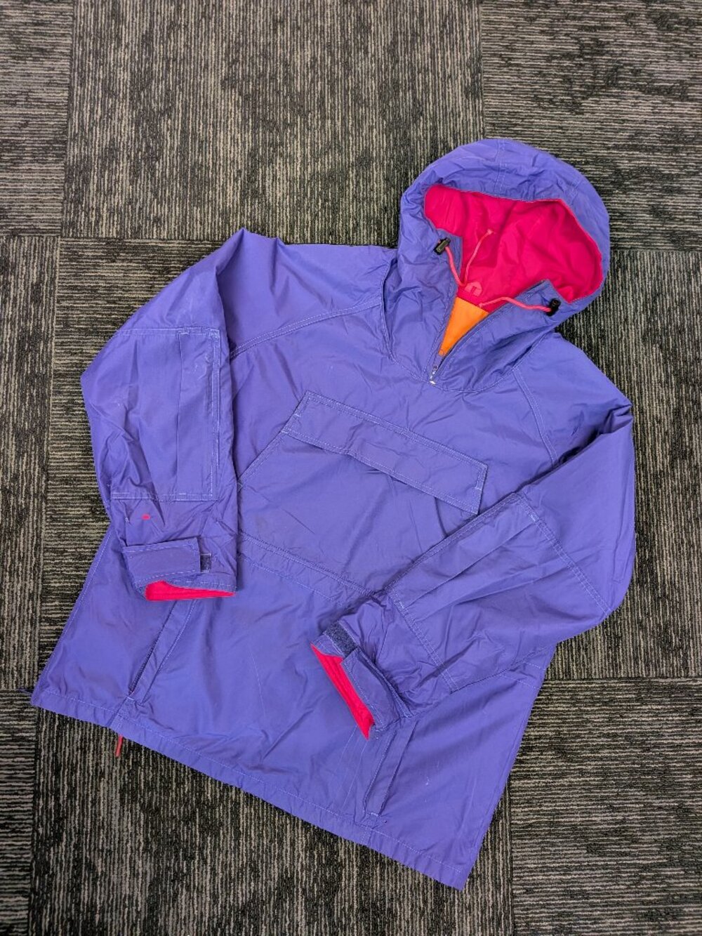 Vintage 90s Columbia Purple Neon Pink Pullover Anorak Jacket Medium Gorpcore
